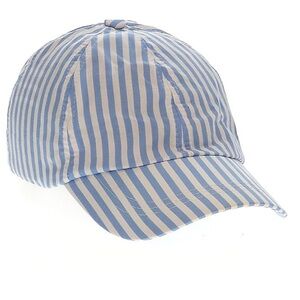 Striped Baseball Cap Hat Blue and White Stripe with Adjustable Bow Tie Backing